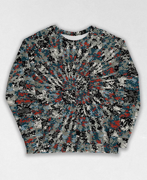 Tie-Dye-Camo Sweatshirt #0907. All over print, precision-cut, and hand-sewn. Super comfortable poly-cotton blend original Digital Camouflage designs by Dan Ellis vague.paris