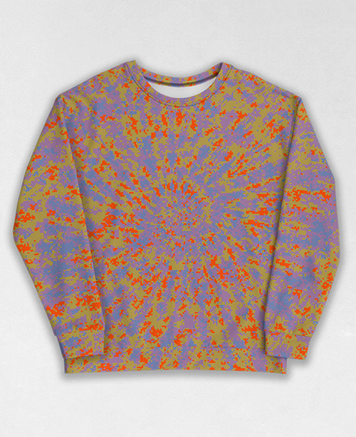 Tie-Dye-Camo Sweatshirt #0910. All over print, precision-cut, and hand-sewn. Super comfortable poly-cotton blend original Digital Camouflage designs by Dan Ellis vague.paris