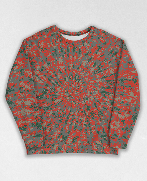 Tie-Dye-Camo Sweatshirt #0917. All over print, precision-cut, and hand-sewn. Super comfortable poly-cotton blend original Digital Camouflage designs by Dan Ellis vague.paris