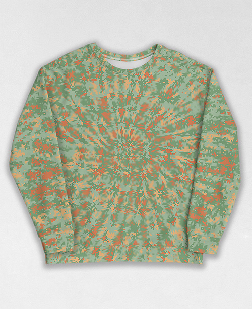 Tie-Dye-Camo Sweatshirt #0920. All over print, precision-cut, and hand-sewn. Super comfortable poly-cotton blend original Digital Camouflage designs by Dan Ellis vague.paris