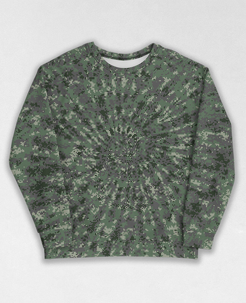 Tie-Dye-Camo Sweatshirt #0922. All over print, precision-cut, and hand-sewn. Super comfortable poly-cotton blend original Digital Camouflage designs by Dan Ellis vague.paris