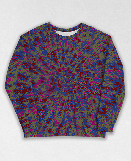 Tie-Dye-Camo Sweatshirt #0923. All over print, precision-cut, and hand-sewn. Super comfortable poly-cotton blend original Digital Camouflage designs by Dan Ellis vague.paris