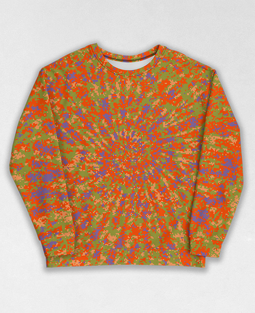 Tie-Dye-Camo Sweatshirt #0928. All over print, precision-cut, and hand-sewn. Super comfortable poly-cotton blend original Digital Camouflage designs by Dan Ellis vague.paris