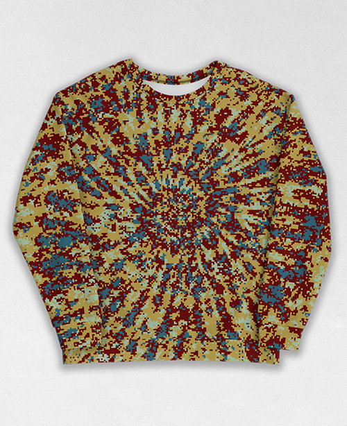 Tie-Dye-Camo Sweatshirt #0931. All over print, precision-cut, and hand-sewn. Super comfortable poly-cotton blend original Digital Camouflage designs by Dan Ellis vague.paris