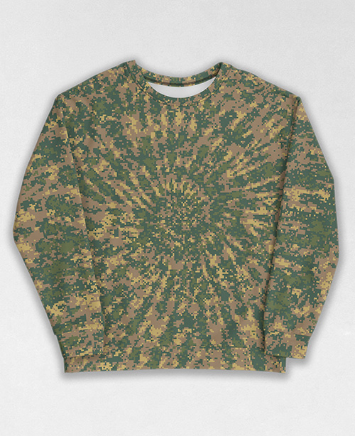 Tie-Dye-Camo Sweatshirt #0940. All over print, precision-cut, and hand-sewn. Super comfortable poly-cotton blend original Digital Camouflage designs by Dan Ellis vague.paris