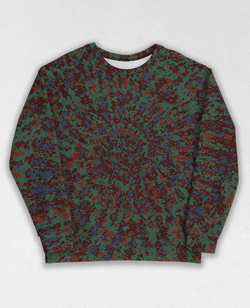 Tie-Dye-Camo Sweatshirt #0942. All over print, precision-cut, and hand-sewn. Super comfortable poly-cotton blend original Digital Camouflage designs by Dan Ellis vague.paris