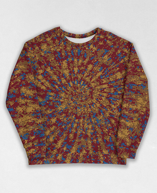 Tie-Dye-Camo Sweatshirt #0948. All over print, precision-cut, and hand-sewn. Super comfortable poly-cotton blend original Digital Camouflage designs by Dan Ellis vague.paris