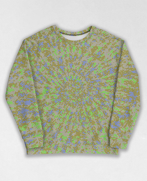 Tie-Dye-Camo Sweatshirt #0950. All over print, precision-cut, and hand-sewn. Super comfortable poly-cotton blend original Digital Camouflage designs by Dan Ellis vague.paris