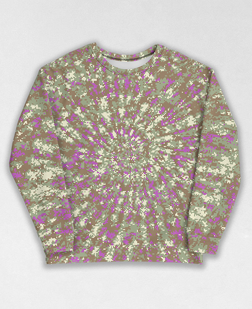 Tie-Dye-Camo Sweatshirt #0952. All over print, precision-cut, and hand-sewn. Super comfortable poly-cotton blend original Digital Camouflage designs by Dan Ellis vague.paris