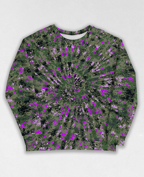 Tie-Dye-Camo Sweatshirt #0959. All over print, precision-cut, and hand-sewn. Super comfortable poly-cotton blend original Digital Camouflage designs by Dan Ellis vague.paris