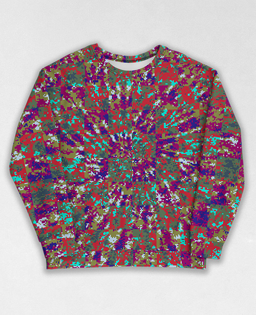 Tie-Dye-Camo Sweatshirt #0962. All over print, precision-cut, and hand-sewn. Super comfortable poly-cotton blend original Digital Camouflage designs by Dan Ellis vague.paris