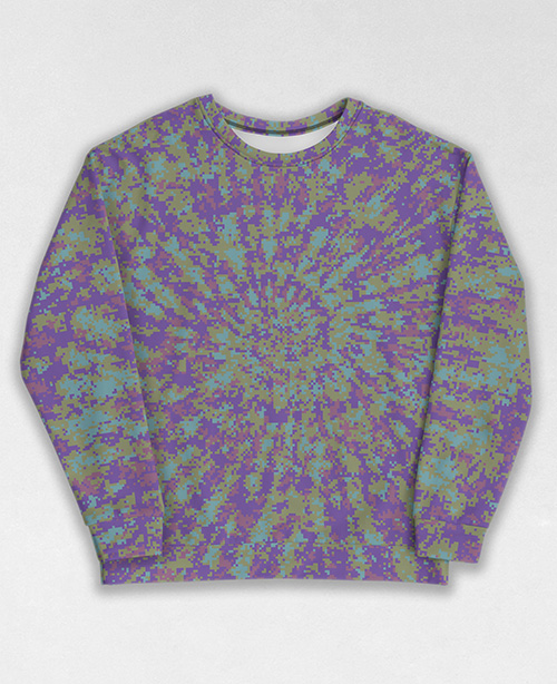 Tie-Dye-Camo Sweatshirt #0964. All over print, precision-cut, and hand-sewn. Super comfortable poly-cotton blend original Digital Camouflage designs by Dan Ellis vague.paris