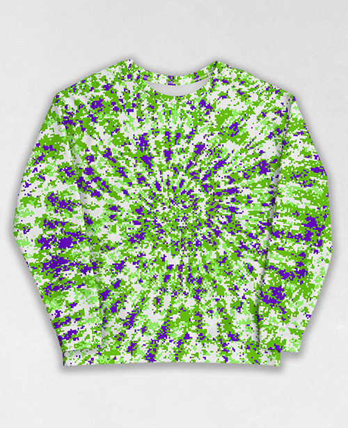 Tie-Dye-Camo Sweatshirt #0972. All over print, precision-cut, and hand-sewn. Super comfortable poly-cotton blend original Digital Camouflage designs by Dan Ellis vague.paris