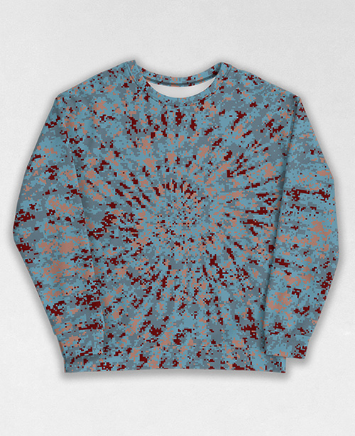 Tie-Dye-Camo Sweatshirt #0974. All over print, precision-cut, and hand-sewn. Super comfortable poly-cotton blend original Digital Camouflage designs by Dan Ellis vague.paris