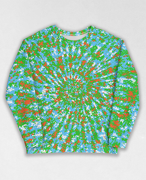 Tie-Dye-Camo Sweatshirt #0978. All over print, precision-cut, and hand-sewn. Super comfortable poly-cotton blend original Digital Camouflage designs by Dan Ellis vague.paris