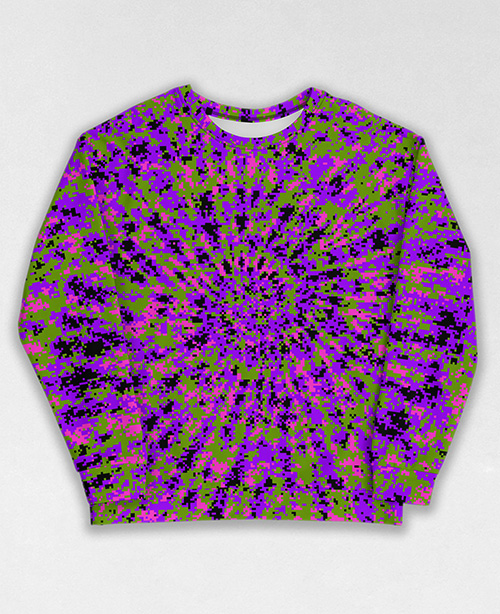 Tie-Dye-Camo Sweatshirt #0980. All over print, precision-cut, and hand-sewn. Super comfortable poly-cotton blend original Digital Camouflage designs by Dan Ellis vague.paris