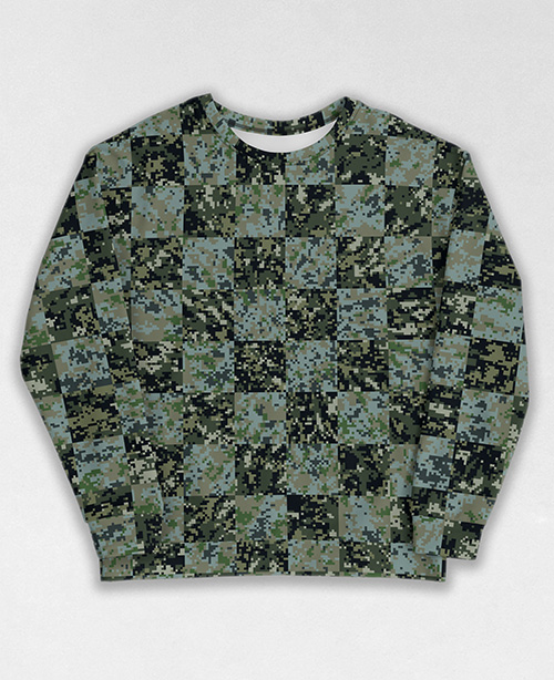 Tie-Dye-Camo Sweatshirt #0981. All over print, precision-cut, and hand-sewn. Super comfortable poly-cotton blend original Digital Camouflage designs by Dan Ellis vague.paris