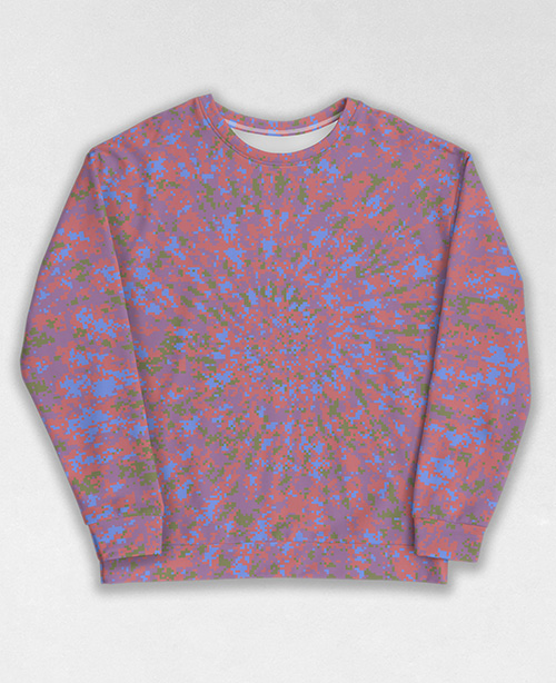 Tie-Dye-Camo Sweatshirt #0987. All over print, precision-cut, and hand-sewn. Super comfortable poly-cotton blend original Digital Camouflage designs by Dan Ellis vague.paris