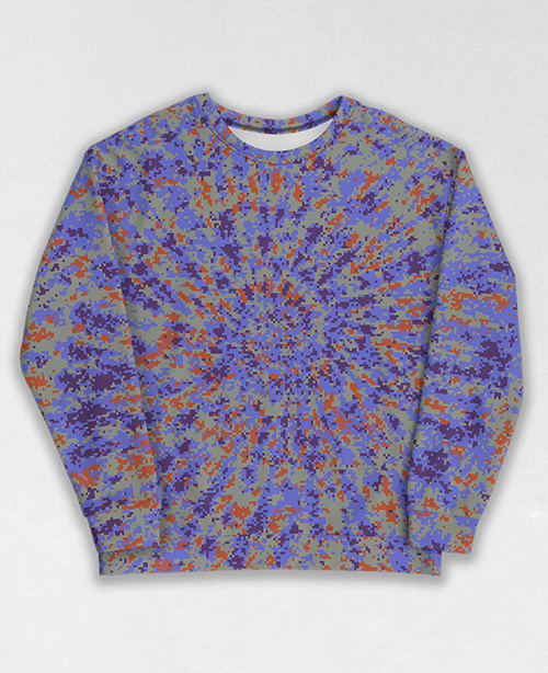 Tie-Dye-Camo Sweatshirt #0999. All over print, precision-cut, and hand-sewn. Super comfortable poly-cotton blend original Digital Camouflage designs by Dan Ellis vague.paris