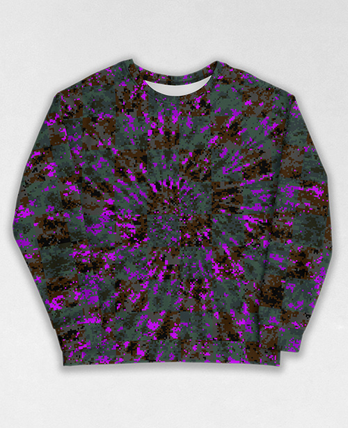 Tie-Dye-Camo Sweatshirt #1000. All over print, precision-cut, and hand-sewn. Super comfortable poly-cotton blend original Digital Camouflage designs by Dan Ellis vague.paris