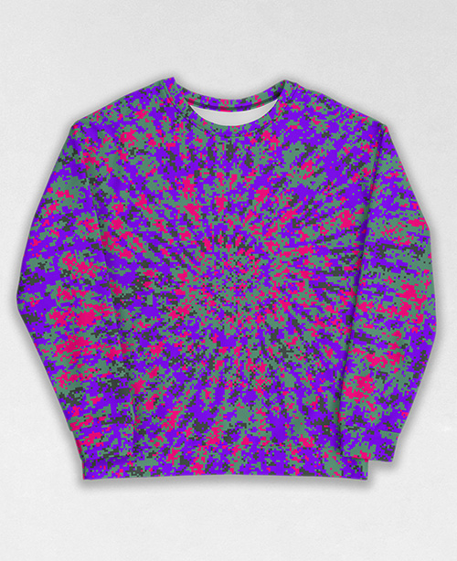 Tie-Dye-Camo Sweatshirt #1003. All over print, precision-cut, and hand-sewn. Super comfortable poly-cotton blend original Digital Camouflage designs by Dan Ellis vague.paris