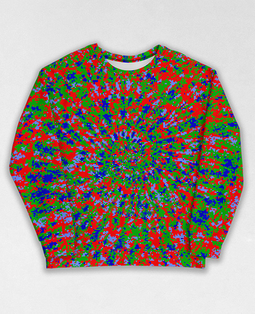 Tie-Dye-Camo Sweatshirt #1008. All over print, precision-cut, and hand-sewn. Super comfortable poly-cotton blend original Digital Camouflage designs by Dan Ellis vague.paris