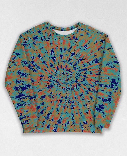 Tie-Dye-Camo Sweatshirt #1016. All over print, precision-cut, and hand-sewn. Super comfortable poly-cotton blend original Digital Camouflage designs by Dan Ellis vague.paris