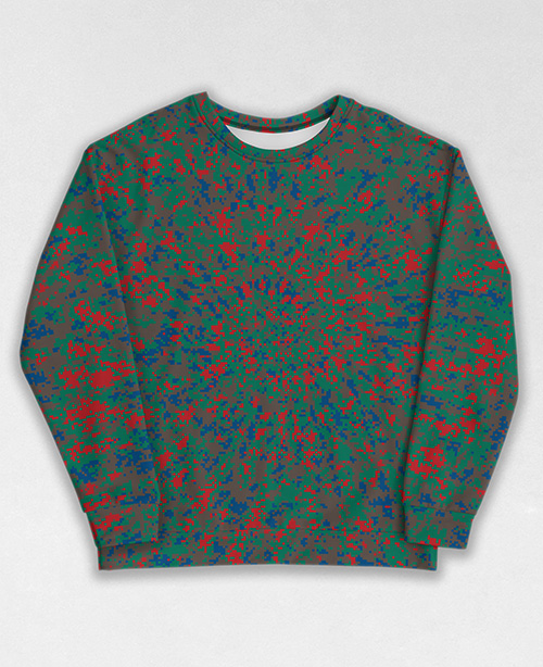 Tie-Dye-Camo Sweatshirt #1017. All over print, precision-cut, and hand-sewn. Super comfortable poly-cotton blend original Digital Camouflage designs by Dan Ellis vague.paris