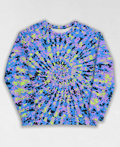 Tie-Dye-Camo Sweatshirt #1018. All over print, precision-cut, and hand-sewn. Super comfortable poly-cotton blend original Digital Camouflage designs by Dan Ellis vague.paris