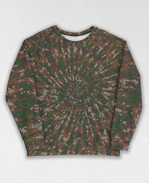 Tie-Dye-Camo Sweatshirt #1020. All over print, precision-cut, and hand-sewn. Super comfortable poly-cotton blend original Digital Camouflage designs by Dan Ellis vague.paris