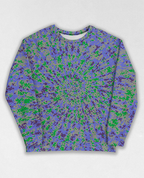 Tie-Dye-Camo Sweatshirt #1023. All over print, precision-cut, and hand-sewn. Super comfortable poly-cotton blend original Digital Camouflage designs by Dan Ellis vague.paris