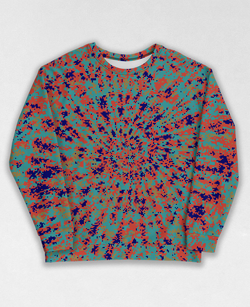 Tie-Dye-Camo Sweatshirt #1025. All over print, precision-cut, and hand-sewn. Super comfortable poly-cotton blend original Digital Camouflage designs by Dan Ellis vague.paris