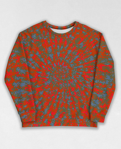 Tie-Dye-Camo Sweatshirt #1026. All over print, precision-cut, and hand-sewn. Super comfortable poly-cotton blend original Digital Camouflage designs by Dan Ellis vague.paris