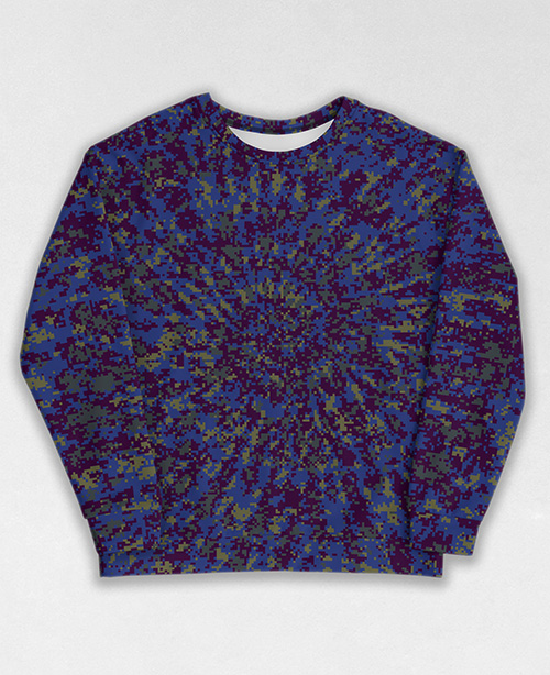 Tie-Dye-Camo Sweatshirt #1027. All over print, precision-cut, and hand-sewn. Super comfortable poly-cotton blend original Digital Camouflage designs by Dan Ellis vague.paris