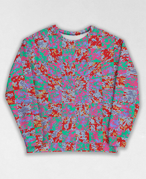 Tie-Dye-Camo Sweatshirt #1030. All over print, precision-cut, and hand-sewn. Super comfortable poly-cotton blend original Digital Camouflage designs by Dan Ellis vague.paris