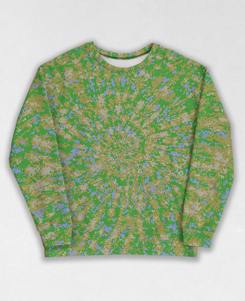 Tie-Dye-Camo Sweatshirt #1032. All over print, precision-cut, and hand-sewn. Super comfortable poly-cotton blend original Digital Camouflage designs by Dan Ellis vague.paris