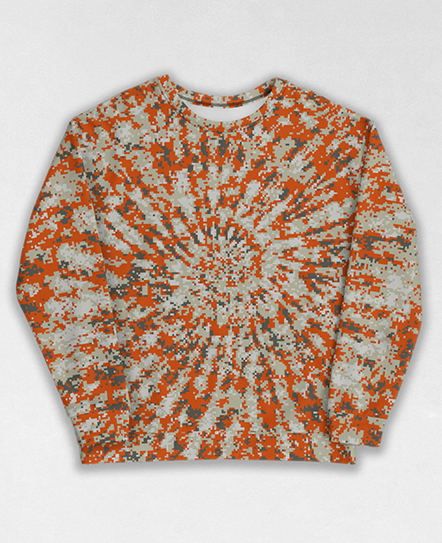 Tie-Dye-Camo Sweatshirt #1033. All over print, precision-cut, and hand-sewn. Super comfortable poly-cotton blend original Digital Camouflage designs by Dan Ellis vague.paris