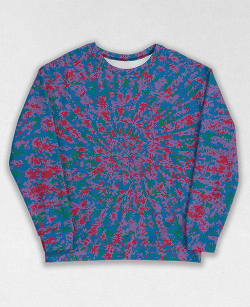 Tie-Dye-Camo Sweatshirt #1035. All over print, precision-cut, and hand-sewn. Super comfortable poly-cotton blend original Digital Camouflage designs by Dan Ellis vague.paris