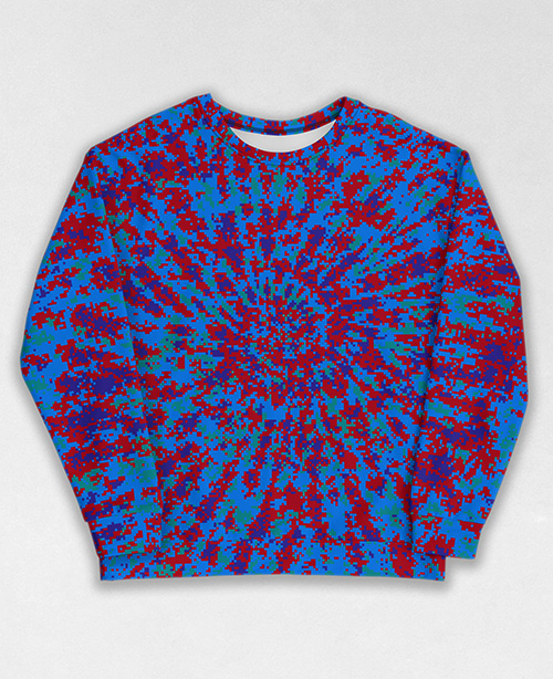 Tie-Dye-Camo Sweatshirt #1038. All over print, precision-cut, and hand-sewn. Super comfortable poly-cotton blend original Digital Camouflage designs by Dan Ellis vague.paris