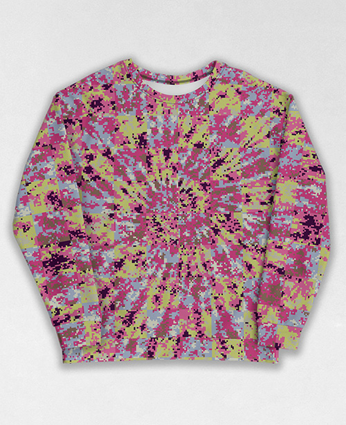 Tie-Dye-Camo Sweatshirt #1045. All over print, precision-cut, and hand-sewn. Super comfortable poly-cotton blend original Digital Camouflage designs by Dan Ellis vague.paris