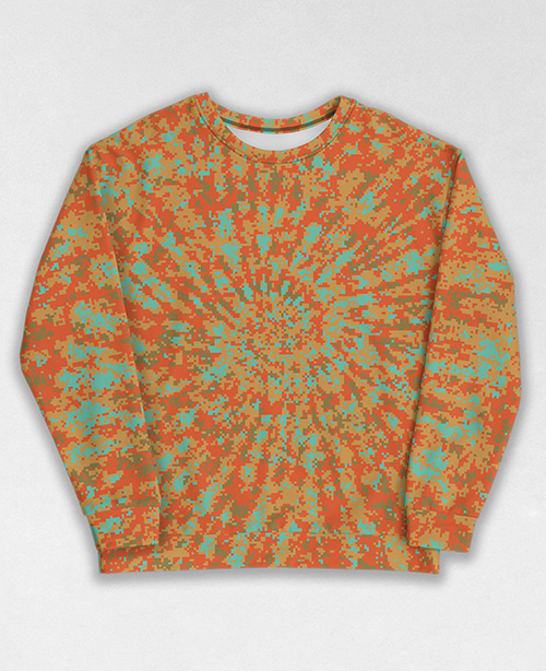 Tie-Dye-Camo Sweatshirt #1046. All over print, precision-cut, and hand-sewn. Super comfortable poly-cotton blend original Digital Camouflage designs by Dan Ellis vague.paris