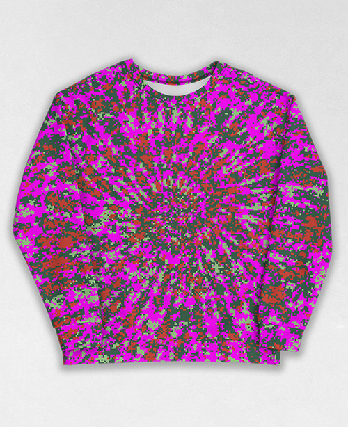 Tie-Dye-Camo Sweatshirt #1049. All over print, precision-cut, and hand-sewn. Super comfortable poly-cotton blend original Digital Camouflage designs by Dan Ellis vague.paris