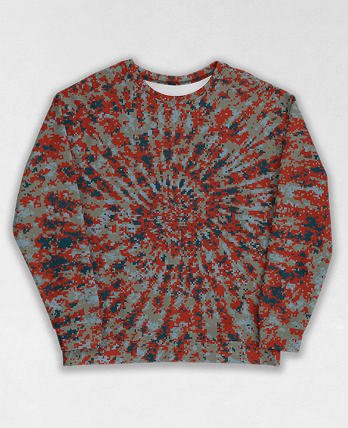 Tie-Dye-Camo Sweatshirt #1050. All over print, precision-cut, and hand-sewn. Super comfortable poly-cotton blend original Digital Camouflage designs by Dan Ellis vague.paris