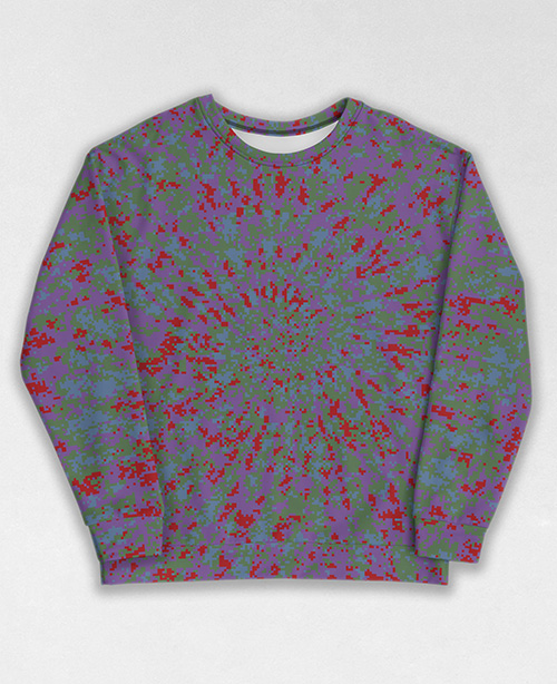 Tie-Dye-Camo Sweatshirt #1054. All over print, precision-cut, and hand-sewn. Super comfortable poly-cotton blend original Digital Camouflage designs by Dan Ellis vague.paris