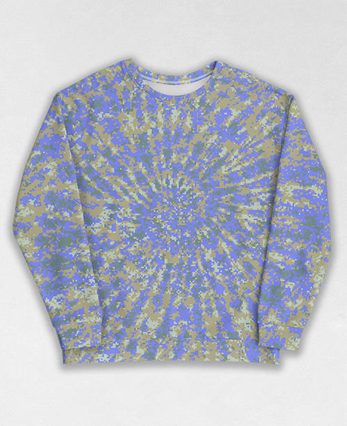 Tie-Dye-Camo Sweatshirt #1058. All over print, precision-cut, and hand-sewn. Super comfortable poly-cotton blend original Digital Camouflage designs by Dan Ellis vague.paris