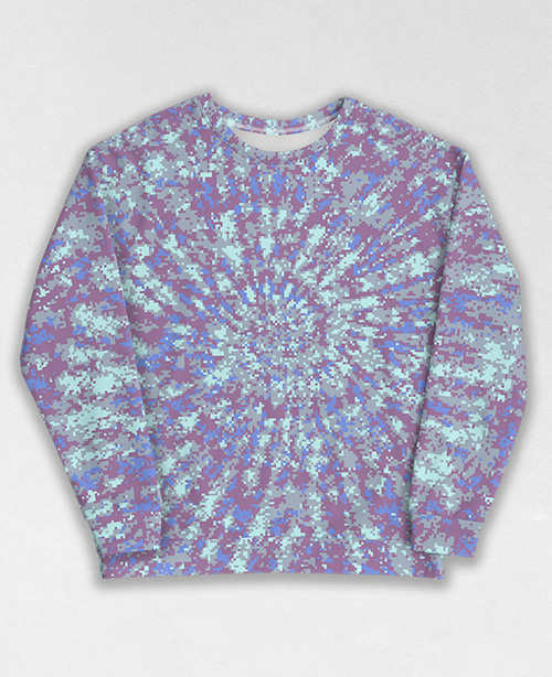 Tie-Dye-Camo Sweatshirt #1066. All over print, precision-cut, and hand-sewn. Super comfortable poly-cotton blend original Digital Camouflage designs by Dan Ellis vague.paris