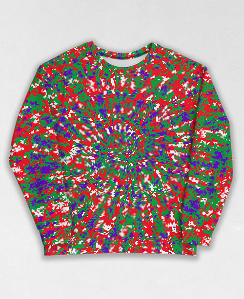 Tie-Dye-Camo Sweatshirt #1067. All over print, precision-cut, and hand-sewn. Super comfortable poly-cotton blend original Digital Camouflage designs by Dan Ellis vague.paris