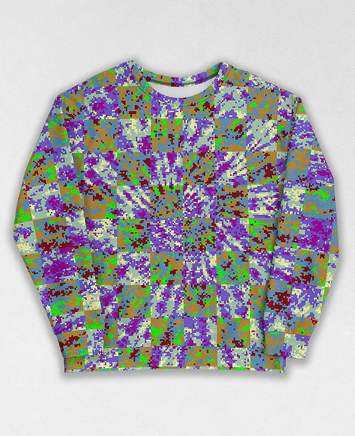 Tie-Dye-Camo Sweatshirt #1070. All over print, precision-cut, and hand-sewn. Super comfortable poly-cotton blend original Digital Camouflage designs by Dan Ellis vague.paris