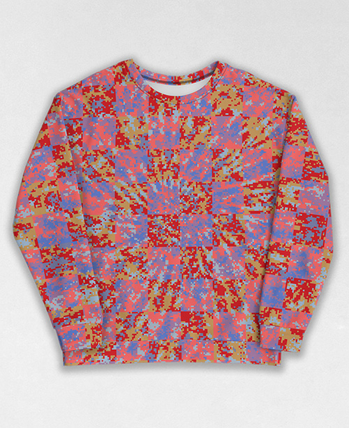 Tie-Dye-Camo Sweatshirt #1072. All over print, precision-cut, and hand-sewn. Super comfortable poly-cotton blend original Digital Camouflage designs by Dan Ellis vague.paris