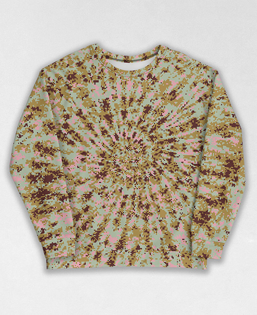 Tie-Dye-Camo Sweatshirt #1073. All over print, precision-cut, and hand-sewn. Super comfortable poly-cotton blend original Digital Camouflage designs by Dan Ellis vague.paris